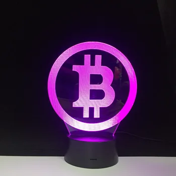 Simplu Bitcoin Lumina de Noapte 3D USB cu LED-uri RGB de Masă Lampă de Birou Decor Acasă de Crăciun Cadou de Afișare Bec Jucării Băiat Ziua de nastere Prezent