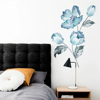 Simplu Creativ Apa de Culoare Albastru Flori de Orhidee Acasă Decor Decor de Perete Autocolante Detașabile din PVC din artă Murală Tapet