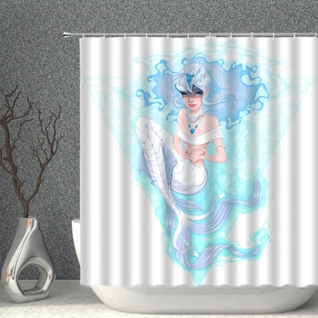 Sirena Perdea de Duș Fată Frumoasă 3D de Imprimare Tesatura de Poliester Impermeabil Perdele de Pânză Cu Cârlige Baie Decor Acasă