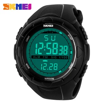 SKMEI Brand 1025 LED Digital Mens Ceas Militar Barbati Ceasuri Sport 5ATM Înot Alpinism Moda Casual în aer liber Bărbați Ceasuri de mana