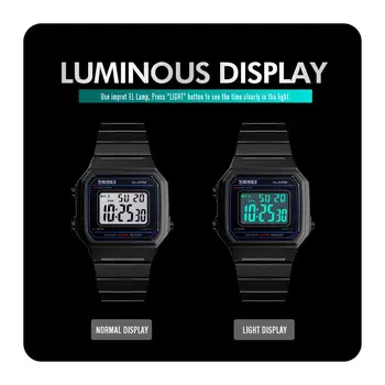 SKMEI de Lux pentru Femei de Aur Ceas Digital LED Pătrat Impermeabil Retro Ceas de mana Unisex Electronice Doamnelor Ceas Relogio 1377