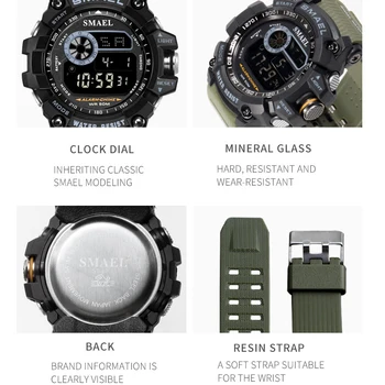 SMAEL de Sport în aer liber Ceasuri pentru Bărbați Ceas Digital Bărbați Electronice Militare Ceas de sex Masculin Mare Cadran de Ceas de Moda Relogio Masculino