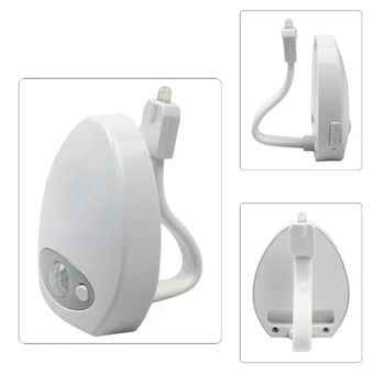 Smart Baie, Toaletă Lumina de Noapte Gadget USB de Încărcare Senzor de Miscare Activat, Lampa LED 8 Culori Toaletă Castron rezistent la apa Fundal
