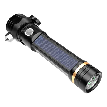 Solar/Incarcare USB Lanterna Lanterna Solare Linterna Lampa Camping cu Led-uri Puternice Tactice Lanterna Cu Busola Hammer Power Bank