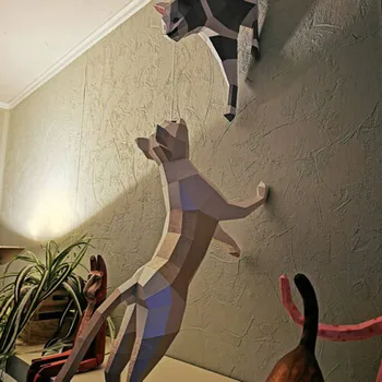 Solid 3D Stereo Mari Pisica Animal Carte de Hârtie de Perete de Arta Sculptura Model Home Decor Cameră Decor DIY Hârtie Realizate manual Model Partid Cadou