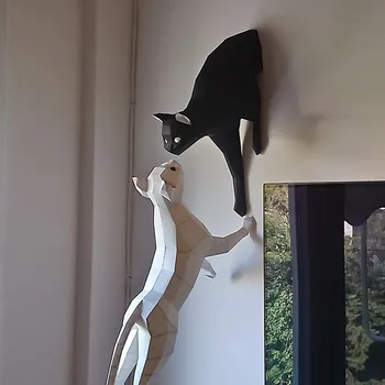 Solid 3D Stereo Mari Pisica Animal Carte de Hârtie de Perete de Arta Sculptura Model Home Decor Cameră Decor DIY Hârtie Realizate manual Model Partid Cadou