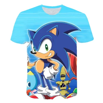 Sonic Ariciul Vară copil desene animate Haine Băiat Tricou poliester cu Maneci Scurte T-shirt Copil Băiat Casual T-shirt 4-14 Ani Tricou