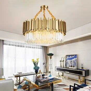 Stil American sala de mese de aur candelabru de cristal post-modern, de lux lumina Living, bar de iluminat candelabru de cristal