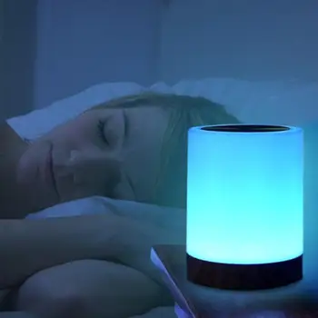 Stil Nordic din Lemn Masiv, Lampa de Masa Moderna Living Dormitor Colorat Touch Senzor Lumini de Noapte USB Reîncărcabilă Lămpi de Noptieră