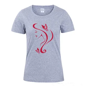 Stil nou Salon de Frumusete de Fata cu Fluture imprimat tricou femei din bumbac cu Maneci Scurte o-neck T - shirt Casual Topuri Plus Dimensiune