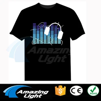 Sunet Activat LED Tricou de Lumină în Sus și în jos Intermitent EL Egalizator muzica activat T-Shirt