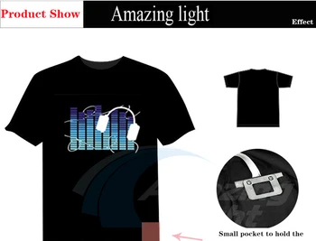 Sunet Activat LED Tricou de Lumină în Sus și în jos Intermitent EL Egalizator muzica activat T-Shirt