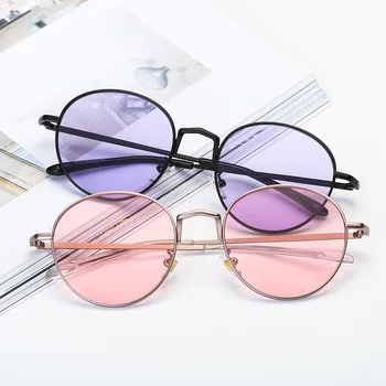 Supradimensionate Retro Rotund ochelari de Soare pentru Femei Brand Designer de Epocă Ochelari de Soare Pentru Femei Ochelari de punk Oglindă Ochelari Violet NX