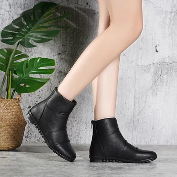 SWONCO Apartamente Pantofi Iarna Femei Glezna Cizme Negre 2019 Blana de Catifea Bumbac Căptușit Pantofi Femei Casual Cizme de Zapada cu Fermoar Spate