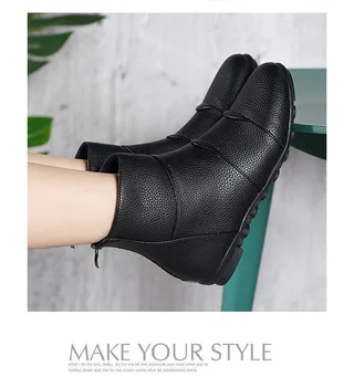 SWONCO Apartamente Pantofi Iarna Femei Glezna Cizme Negre 2019 Blana de Catifea Bumbac Căptușit Pantofi Femei Casual Cizme de Zapada cu Fermoar Spate