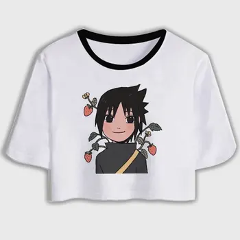 T-shirt Streetwear Naruto Sasuke Vara Harajuku Cool Tricou Crop Top T Shirt Anime-ul Japonez de Desene animate Amuzante Hip Hop Topuri Tricouri de sex Masculin