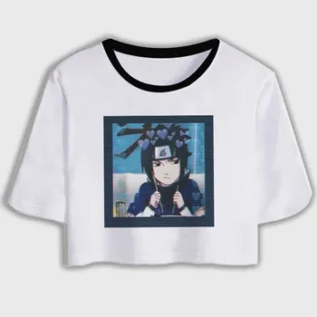 T-shirt Streetwear Naruto Sasuke Vara Harajuku Cool Tricou Crop Top T Shirt Anime-ul Japonez de Desene animate Amuzante Hip Hop Topuri Tricouri de sex Masculin