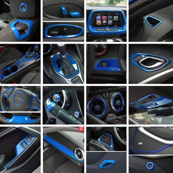 Tabloul de bord DVD Rama Portierei Schimbare Panou de Aerisire Inel Scaune Ornamente Interioare Albastru Pentru Chevrolet Camaro 2017 Până Transport Gratuit