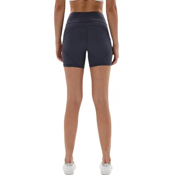 Talie Mare Antrenament De Yoga De Funcționare Compresie Pantaloni Scurți Femei Burtica Control Buzunare Laterale Sală De Sport Pantaloni Scurți Culoare Solidă Plus Dimensiune