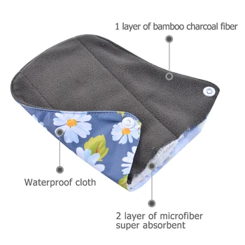 Tampoane refolosibile menstrual tampoane absorbante refolosibile cărbune pânză de bambus tampoane menstruale grele sanitare tampoane lavabile