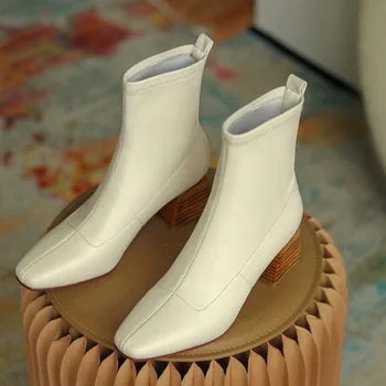 TAOFFEN Femei Glezna Cizme Toc Gros Pantofi de Iarna Femeie Caldă Cizme Scurte Casual de zi cu Zi de Birou Doamnă Încălțăminte Mărimea 34-39