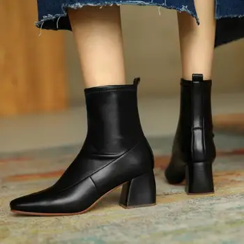 TAOFFEN Femei Glezna Cizme Toc Gros Pantofi de Iarna Femeie Caldă Cizme Scurte Casual de zi cu Zi de Birou Doamnă Încălțăminte Mărimea 34-39