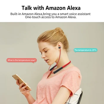 TELESIN Alexa Casa Inteligentă Cască Bluetooth Control Magnetic de Muzică fără Fir setul cu Cască Căști Pentru iPhone, Samsung, Xiaomi