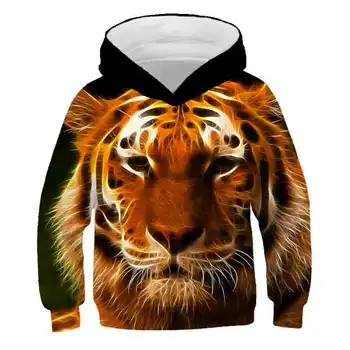 Tiger Baieti Hanorace tipar Digital 3D Tigru Băieți hanorace Mare Dimensiune Casual Pulover Copii 4-14 Ani Copil Haine 2020 nou