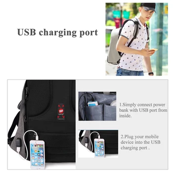 Tigernu Oameni de Afaceri Rucsac USB Port de Încărcare se Potrivește Sub 15.6