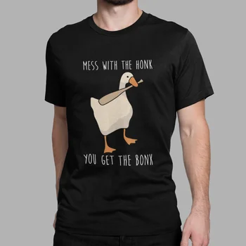 Titlu Joc Goose T-Shirt Parodie Drăguț Pui Cu Claxona Ai Bonk Bumbac Imprimat Digital Îmbrăcăminte Bărbați