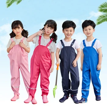 Toamna 2-8 Ani Copii Impermeabil Pantaloni pentru Băieți și Fete în aer liber Curea de PU Ploaie Pantaloni Pantaloni Impermeabil 2019 Primăvară Baieti Salopete