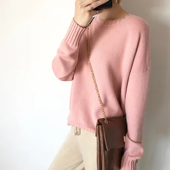 Toamna cașmir de culoare Solidă groase, pulovere femei, pulovere de iarna 2019 coreean Tricotaje o de gât leneș tricota pulovere de sex feminin trage