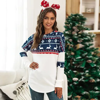 Toamna Iarna Femei Haine de Crăciun de Imprimare T-Shirt cu Maneca Lunga Top Casual Supradimensionat Crăciun Pulovere S-5XL Plus Dimensiune Tee 2020