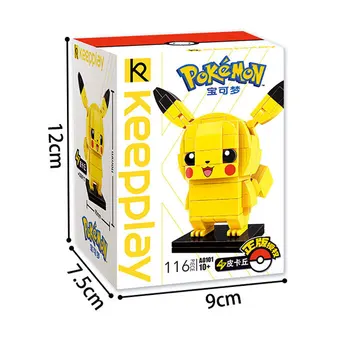 TOMY Pokemon bloc de jucării de desene animate bloc de asamblare Pikachu Squirtle Blastoise Eevee acțiune figura copil model cadou