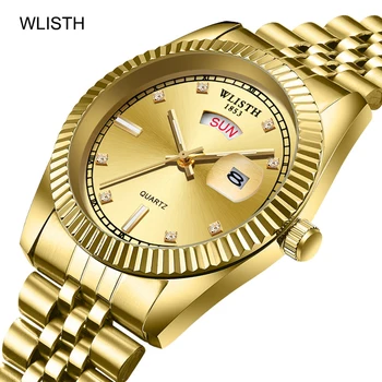 Top Brand de Lux Ceas de Aur pentru Bărbați din Oțel Inoxidabil Data de Afișare Săptămână Barbati Ceas de Aur de sex Masculin Ceas Clasic Relogio masculino