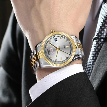 Top Brand de Lux Ceas de Aur pentru Bărbați din Oțel Inoxidabil Data de Afișare Săptămână Barbati Ceas de Aur de sex Masculin Ceas Clasic Relogio masculino