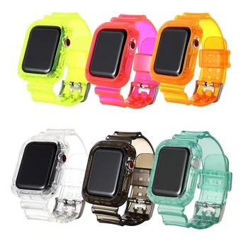 Transparent Sport Curea+Caz pentru Apple Watch iWatch Seria 6 2 3 4 5 Trupa 44mm 40mm 42mm 38mm Silicon Watchband Wirst Brățară