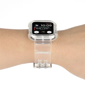 Transparent Sport Curea+Caz pentru Apple Watch iWatch Seria 6 2 3 4 5 Trupa 44mm 40mm 42mm 38mm Silicon Watchband Wirst Brățară