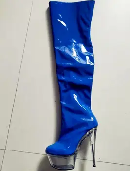 Transparent talpa 15 cm cizme sexy, super cizme la coapsa, modelul arată temperament nobil pantofi de dans