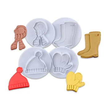 Transport gratuit de Plastic 4 buc Mănuși, Pălării, Eșarfe,Pantofi Set din Plastic cu Piston Cutter Cookie Matrite set Decorare Tort setul de Unelte