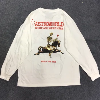 Travis Scott Astroworld Craniu Bucurați-vă De Plimbare Tipărite Femei Barbati Maneca Lunga tricouri tricouri Hiphop Bărbați Stil Casual, din Bumbac tricou