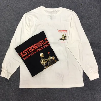 Travis Scott Astroworld Craniu Bucurați-vă De Plimbare Tipărite Femei Barbati Maneca Lunga tricouri tricouri Hiphop Bărbați Stil Casual, din Bumbac tricou