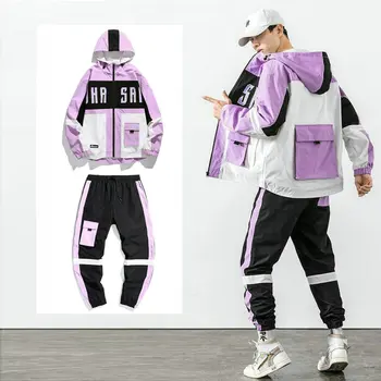Trening Barbati Set 2020 Toamna Hip Hop Streetwear Bărbați Costum Pista de Sudoare de Imprimare Trening Barbat Sport Jachete Hanorac cu Pantaloni
