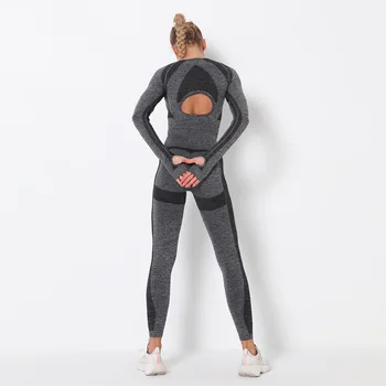 Tricotat fără Sudură Sexy Culturism Femeie Yoga Bluza Trening Antrenament sală de Gimnastică, Culturism de Funcționare mâneci Lungi Culturilor Sus