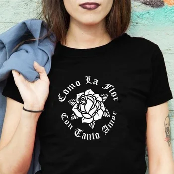 Tricou Negru A Crescut Fata De Flori Print T Shirt Femei Cool Selena Quintanilla T-Shirt Femei, Fete, Latine Graphic Tee Tumblr