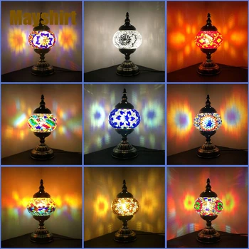 Turcă Mozaic Lampă de Masă Mediteraneene Retro Vitralii Masă de Lumină pentru Dormitor, Noptiere, Lămpi de Birou, Decor Acasă Stand de Iluminat