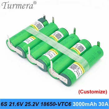 Turmera Acumulator 3S 12.6 V 4S 16.8 V 5S 21V 6S 25V US18650VTC6 Baterie de 3000mah 30A pentru Shurika Șurubelniță Acumulator (Personaliza)