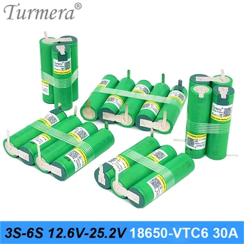 Turmera Acumulator 3S 12.6 V 4S 16.8 V 5S 21V 6S 25V US18650VTC6 Baterie de 3000mah 30A pentru Shurika Șurubelniță Acumulator (Personaliza)