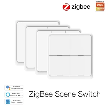 Tuya Inteligent ZigBee Wireless Switch Autocolant 4-way Panoul de Scena Controler Buton Întrerupător de Lumină Inteligent APP de Viață