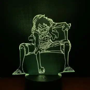 Una Bucata 3D LED Lumina de Noapte În 7 Culori Schimbare Lampa Luffy Zoro Elicopter Decorare Camera de Acțiune Figura Jucărie Pentru Ziua de nastere Cadou de Crăciun